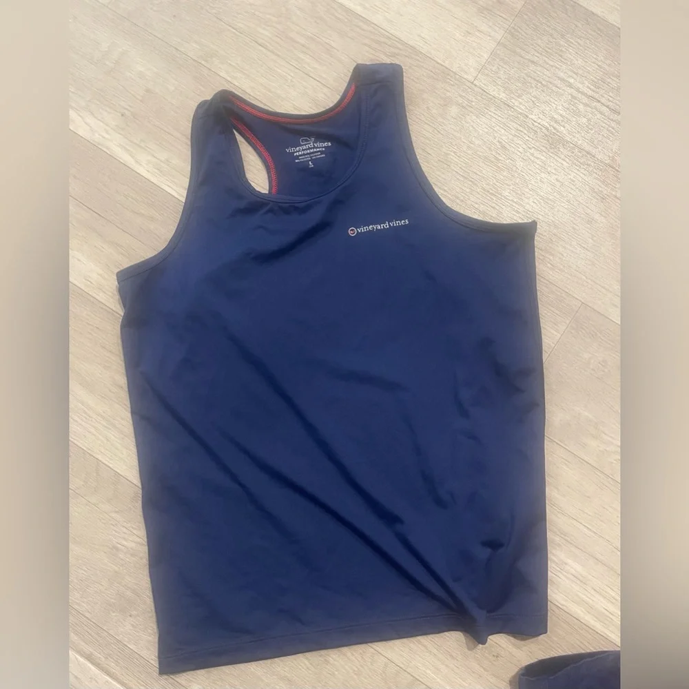 Vineyard vines girls athletic tank large 14 navy